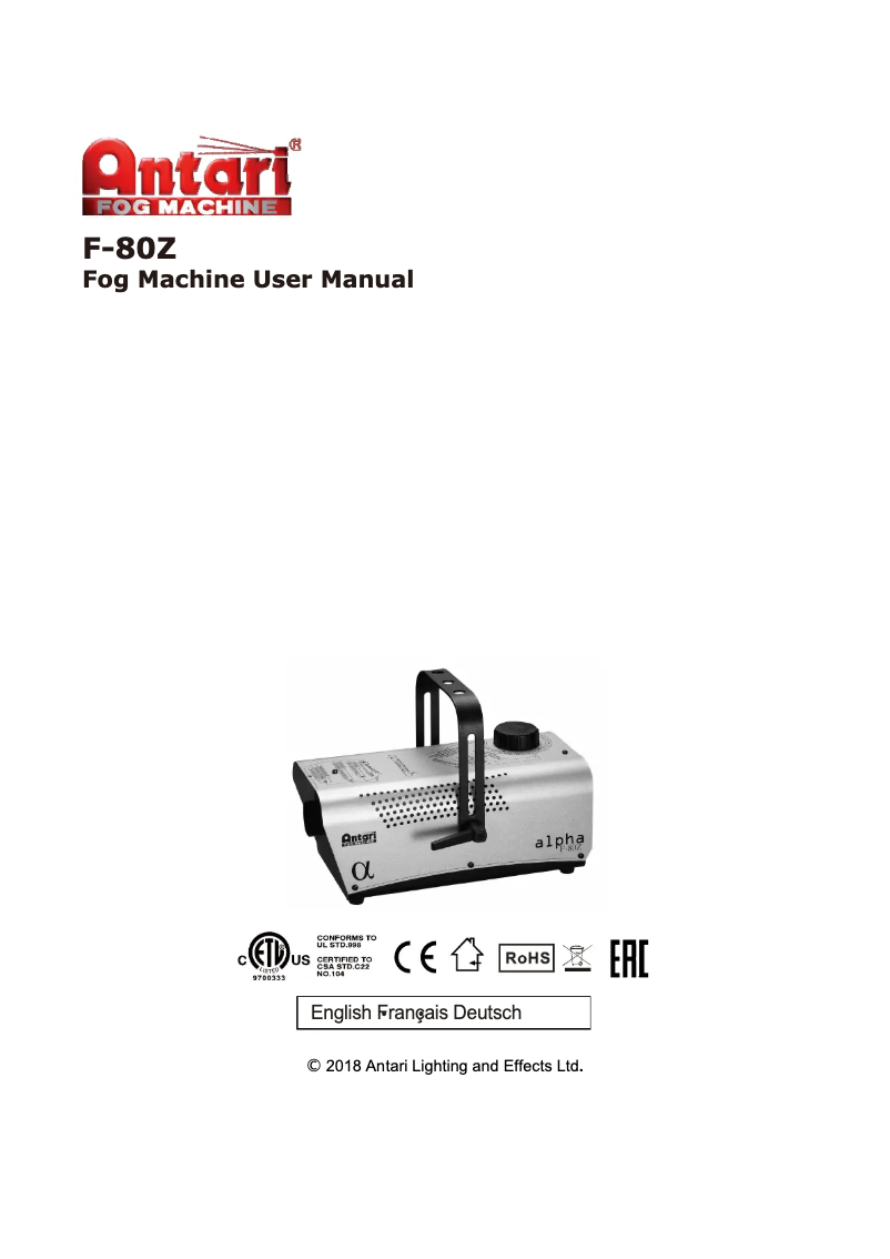 Imagen de la primera página del manual del dispositivo F-80Z