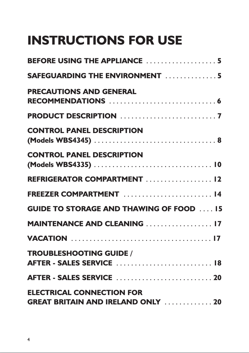 Imagen de la primera página del manual del dispositivo WBS 4345 A+NFX