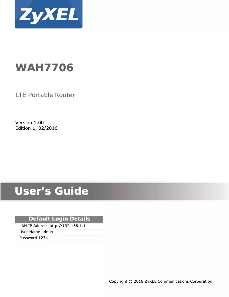 Imagen de la primera página del manual del dispositivo WAH 7706