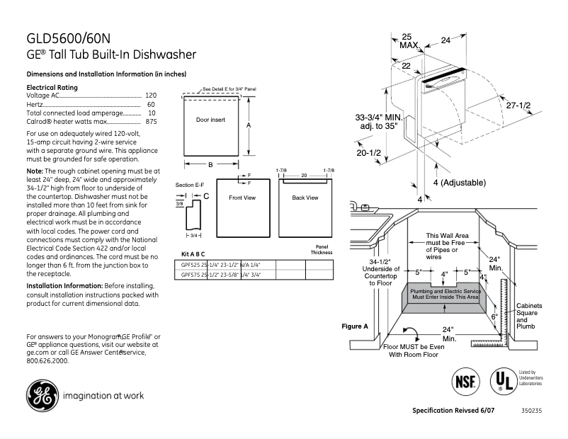 Imagen de la primera página del manual del dispositivo GLD5600NBB