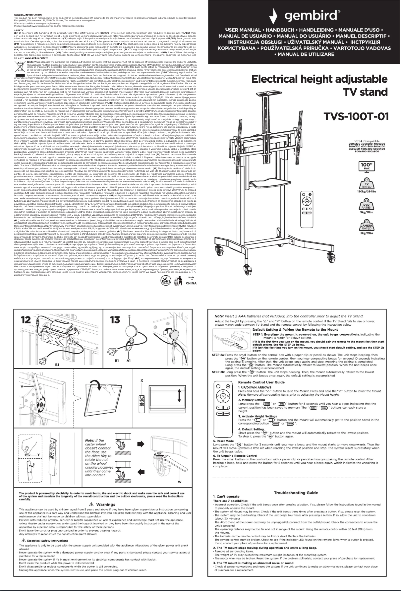 Imagen de la primera página del manual del dispositivo TVS-100T-01