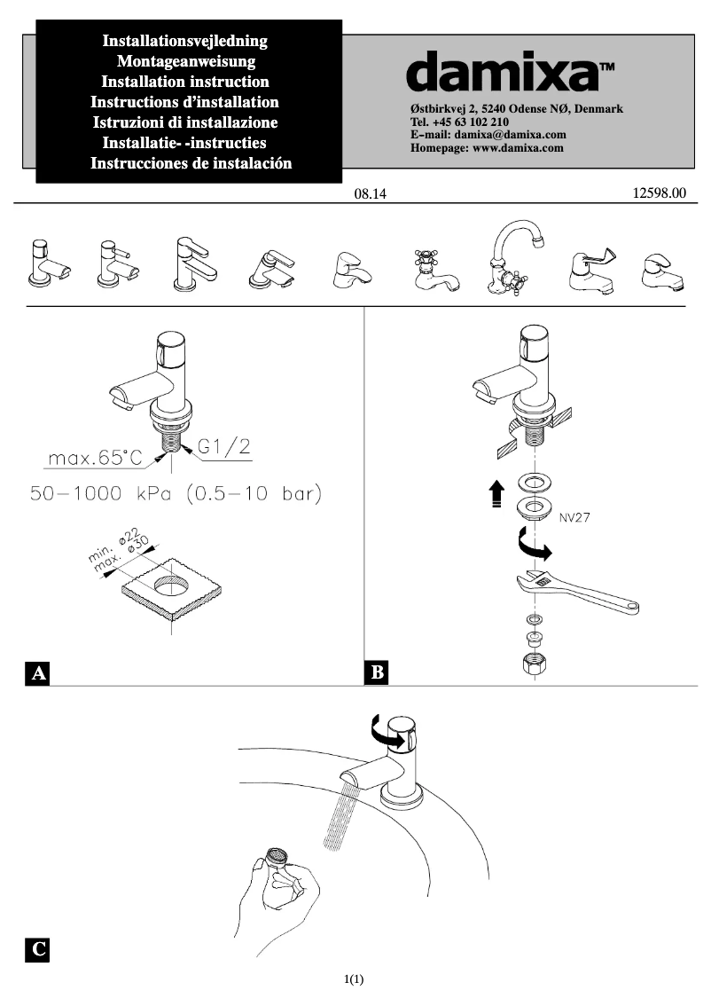 Página 1 del manual Manual de usuario Damixa 3583000
