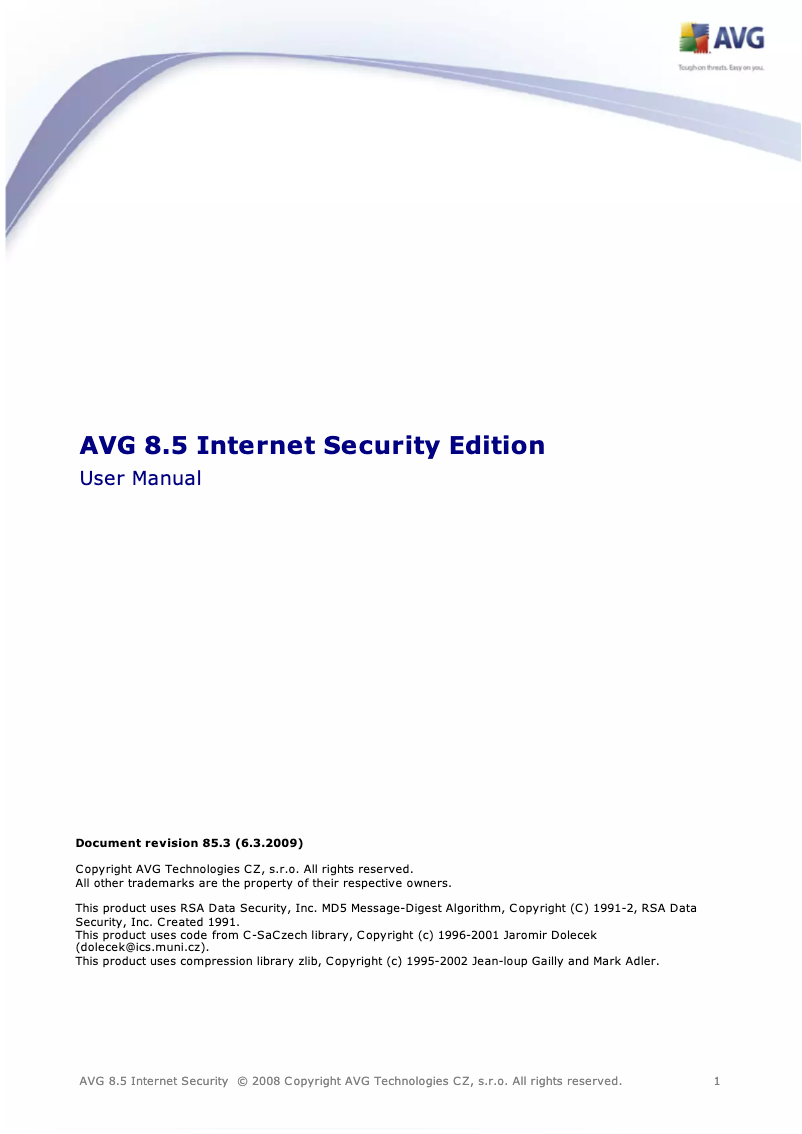 Página 1 del manual Manual de usuario AVG Internet Security 8.5