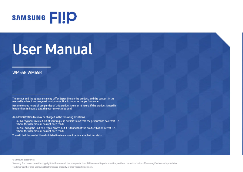 Imagen de la primera página del manual del dispositivo LH65WMRWBG