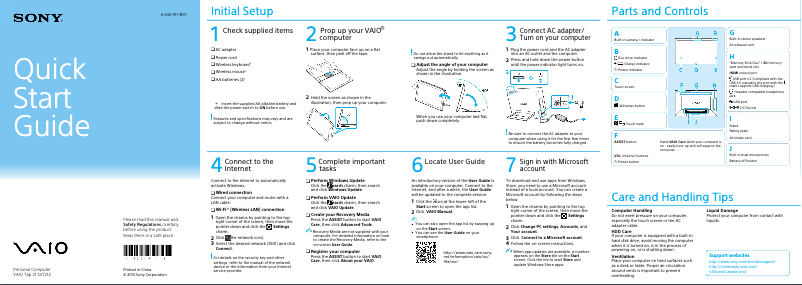 Imagen de la primera página del manual del dispositivo Vaio Tab 21 SVT21223CXB