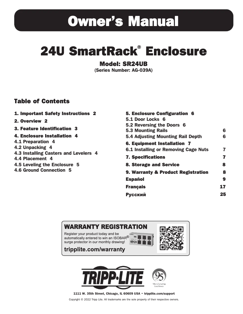 Imagen de la primera página del manual del dispositivo SmartRack SR24UB