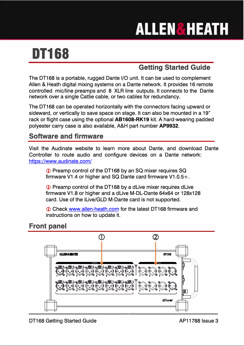 Imagen de la primera página del manual del dispositivo DT168