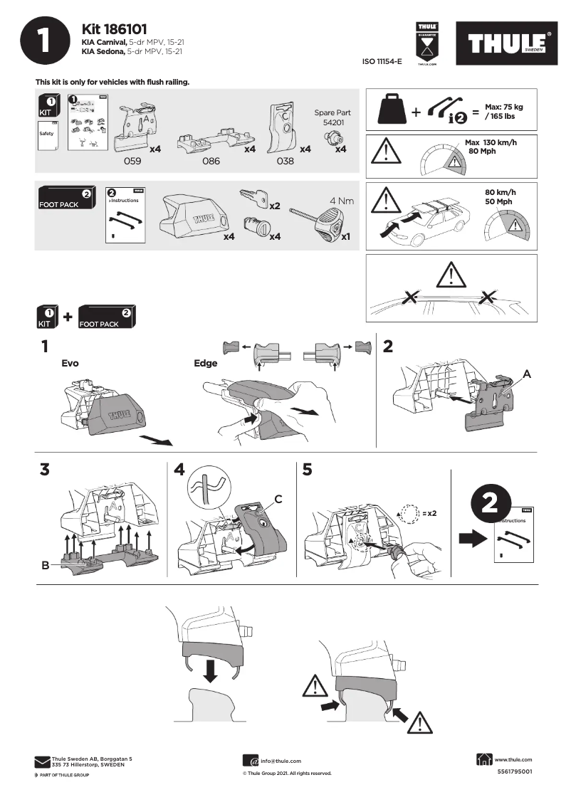 Página nº 1 - Manual de usuario Thule Kit 186101