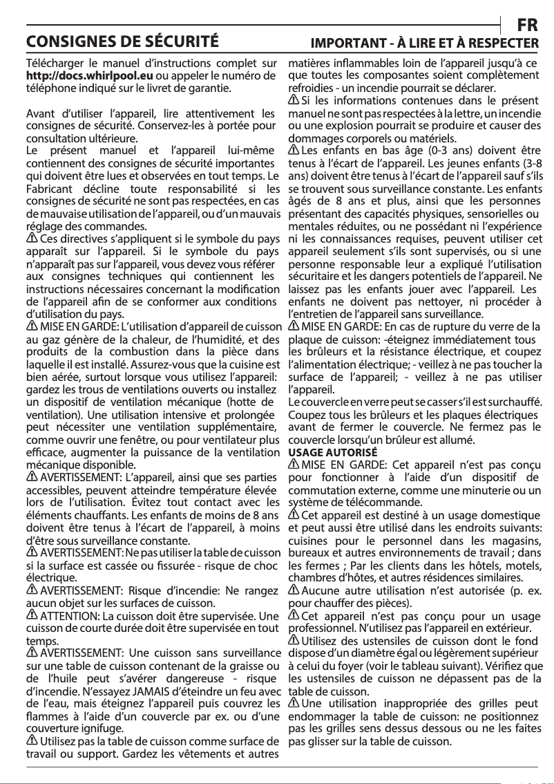 Página 1 del manual Manual de usuario Whirlpool TGML 650 IX