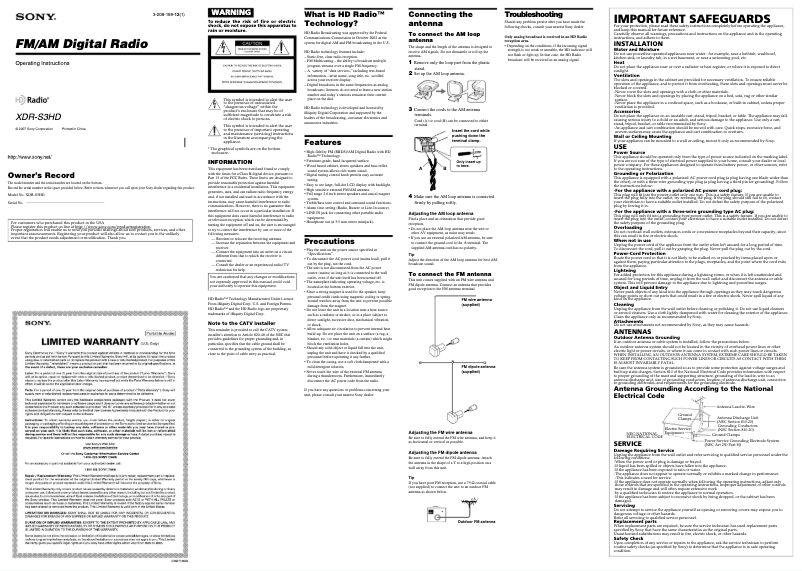 Imagen de la primera página del manual del dispositivo XDR-S3HD