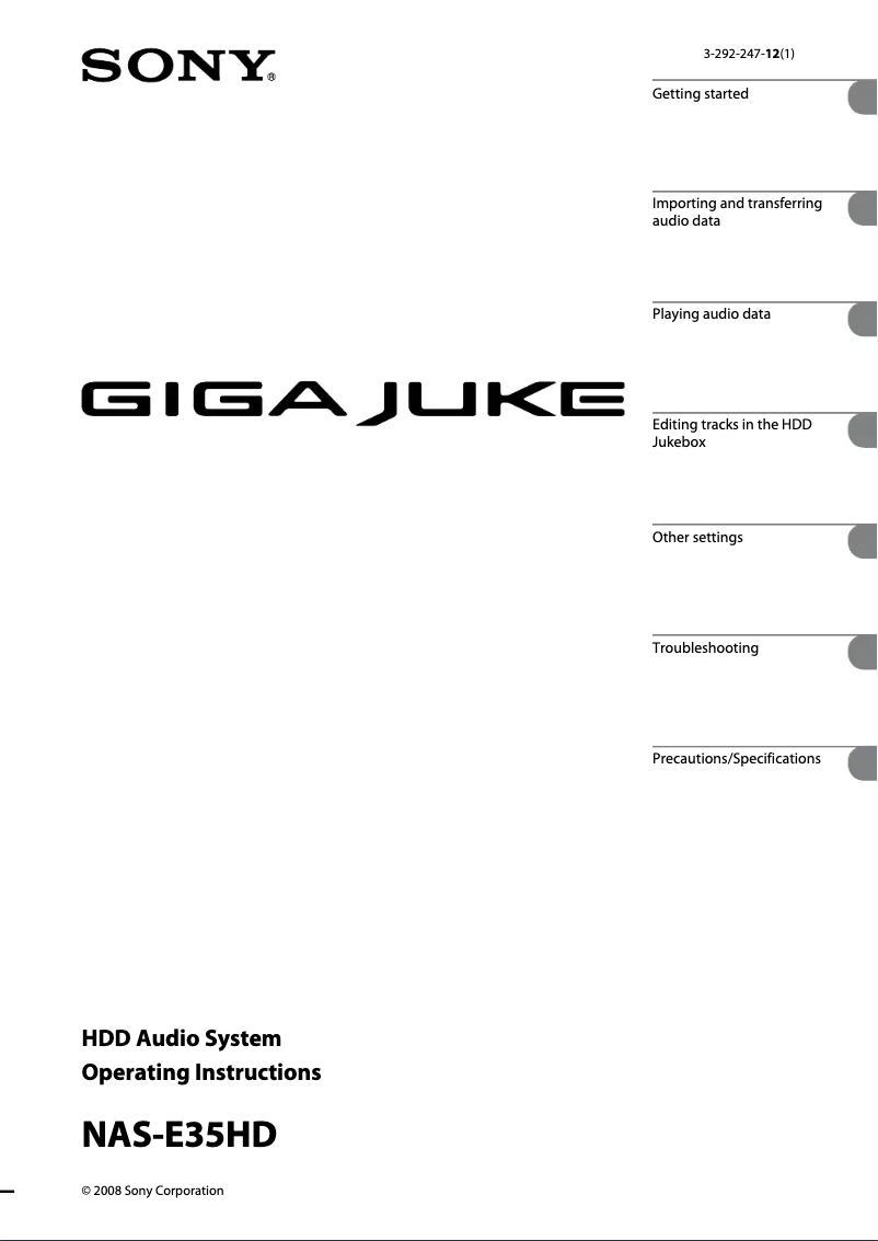 Página 1 del manual Manual de usuario Sony Giga Juke NAS-E35HD