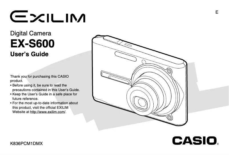 Imagen de la primera página del manual del dispositivo Exilim EX-S600D