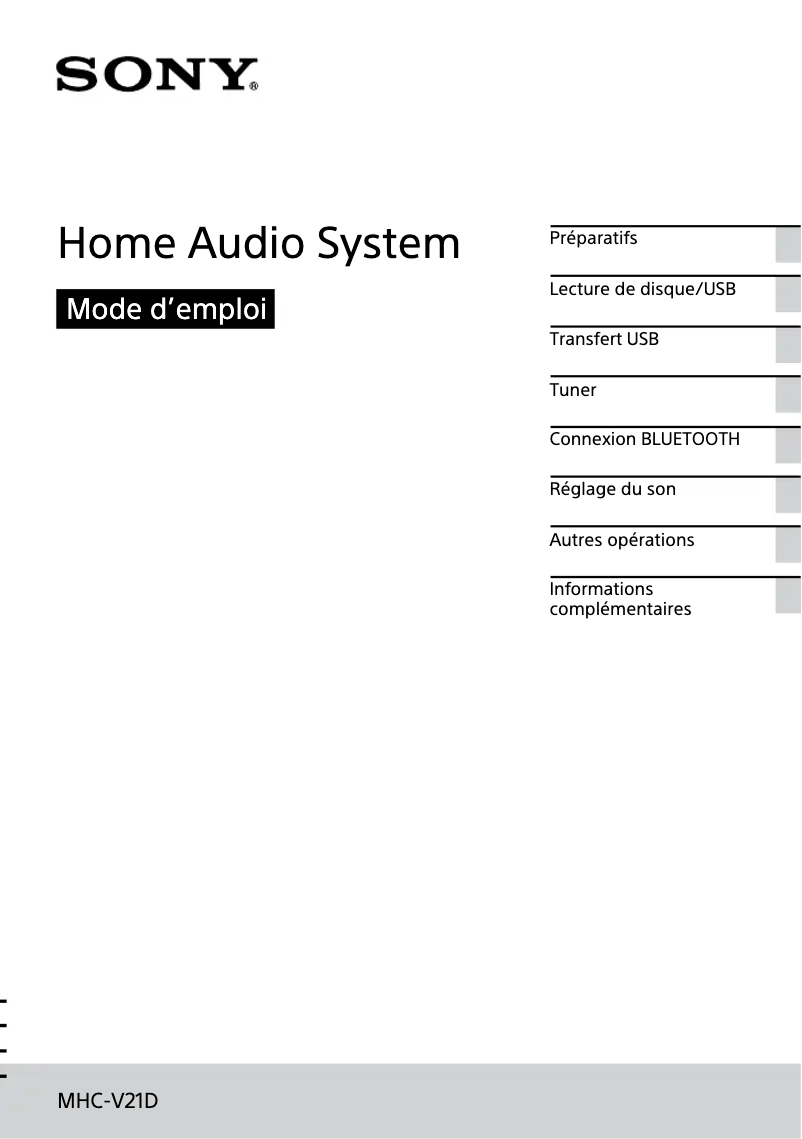 Imagen de la primera página del manual del dispositivo MHC-V21D