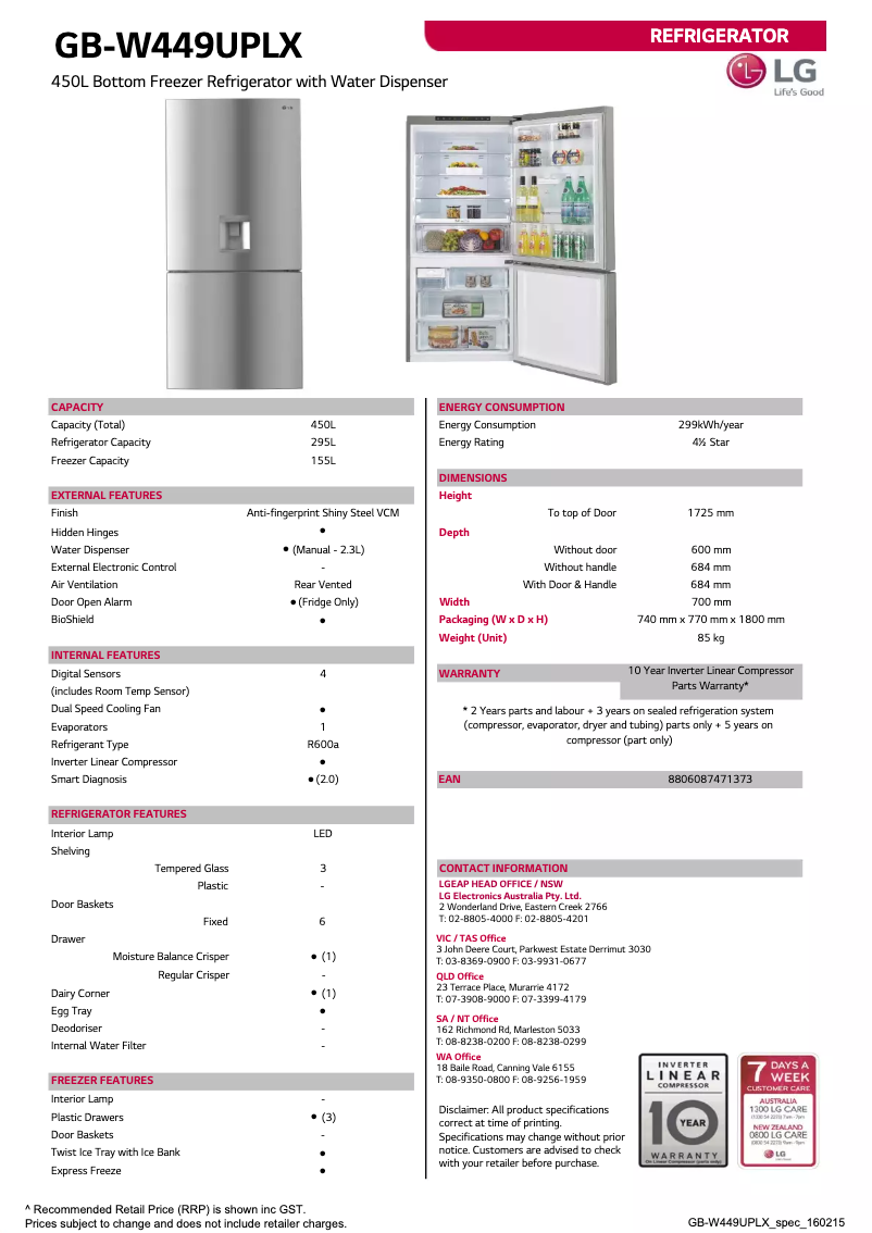 Imagen de la primera página del manual del dispositivo GB-W449UPLX