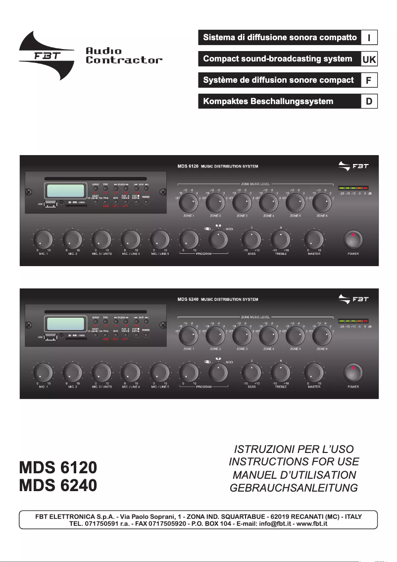 Página 1 del manual Manual de usuario FBT MDS 6240