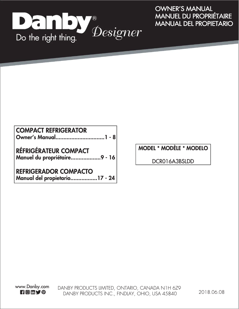 Imagen de la primera página del manual del dispositivo DCR016A3BSLDD