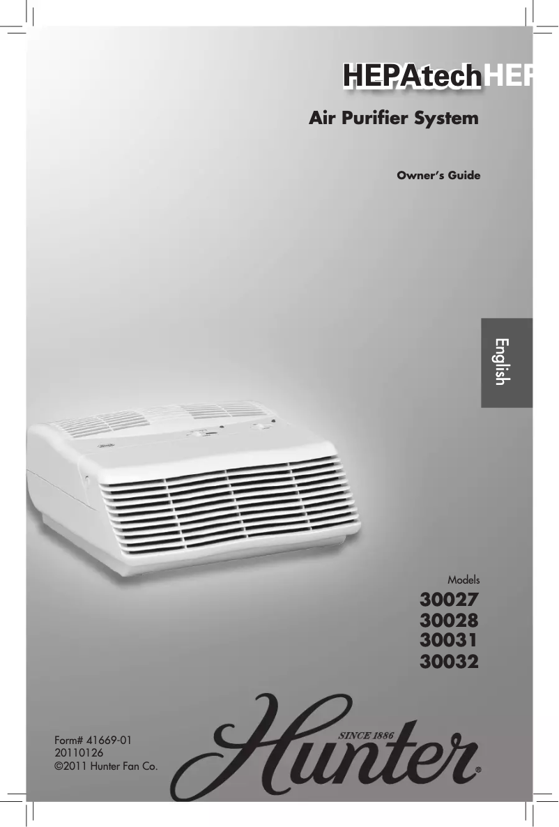 Página 1 del manual Manual de usuario Hunter HEPAtech 30027