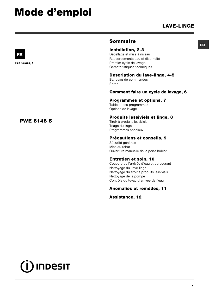 Imagen de la primera página del manual del dispositivo PWE 8148 S (FR)