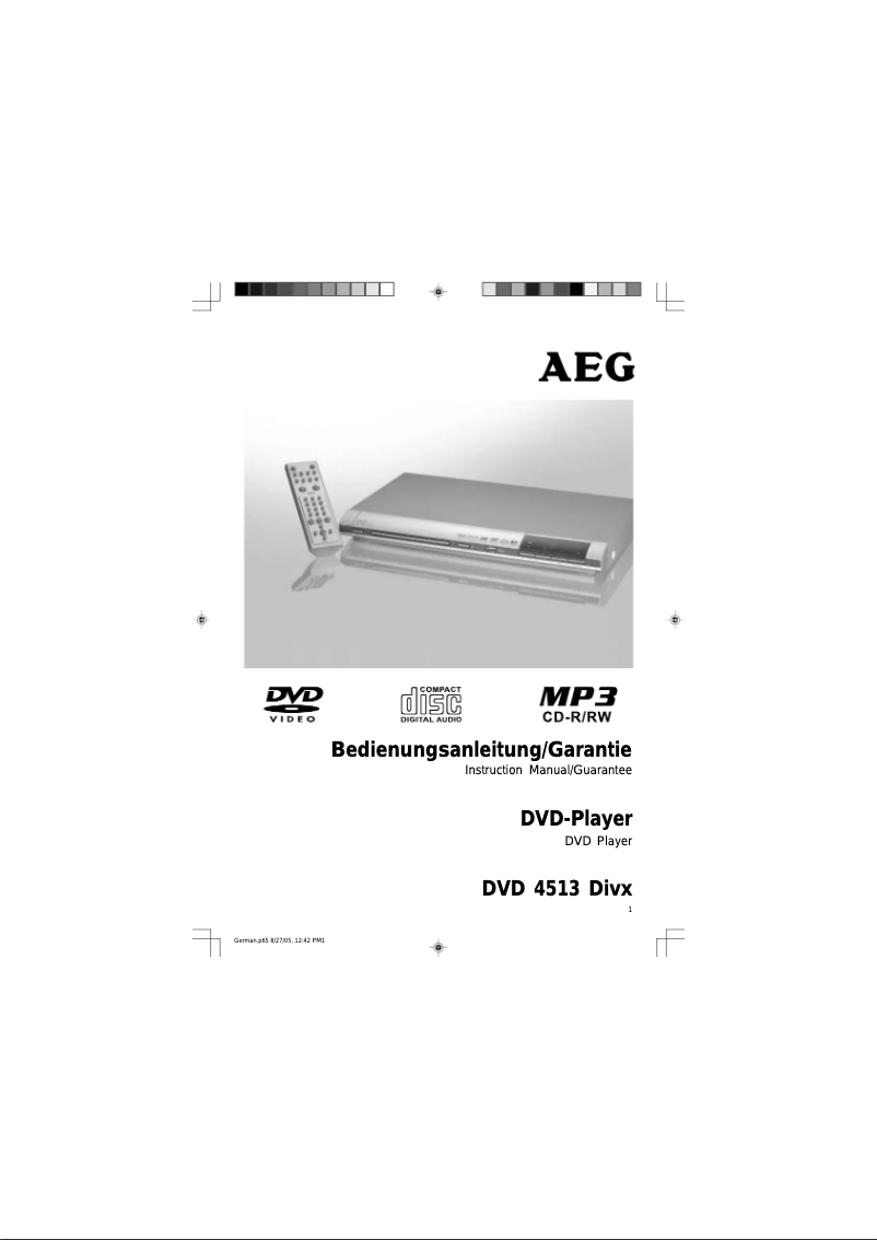 Página 1 del manual Manual de usuario AEG DVD 4513 DIVX