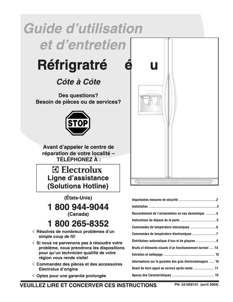 Página 1 del manual Manual de usuario Frigidaire FRS6HF55KW