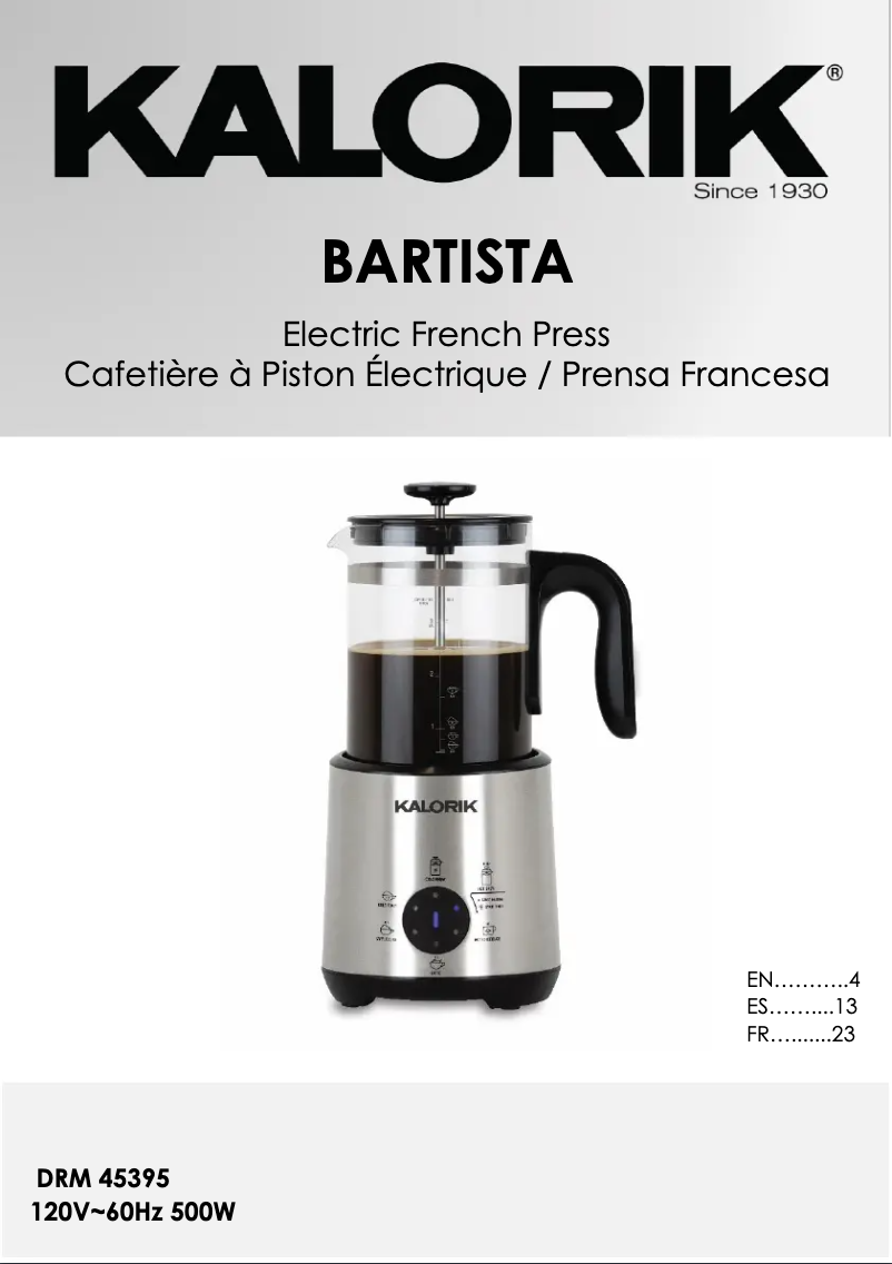 Página 1 del manual Manual de usuario Kalorik DRM 45395 SS