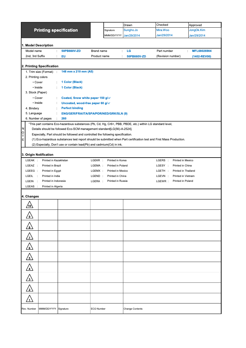 Imagen de la primera página del manual del dispositivo 60PB660V