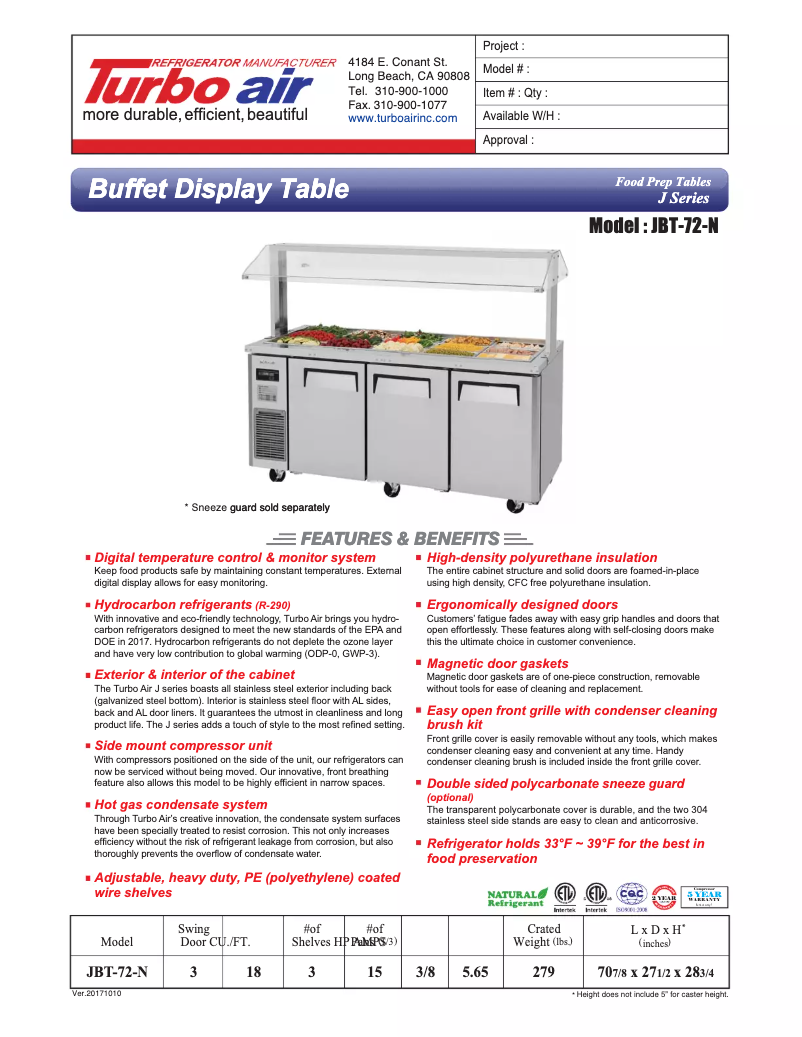 Imagen de la primera página del manual del dispositivo JBT-72