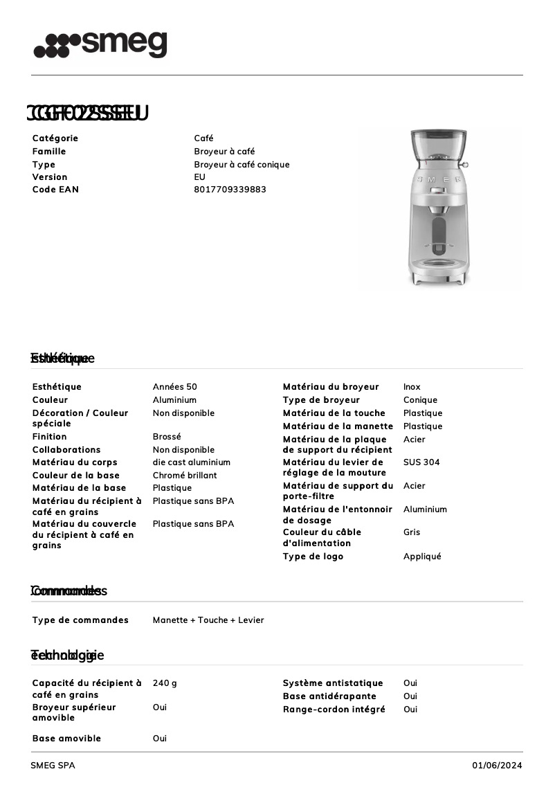 Página nº 1 - Ficha técnica Smeg CGF02