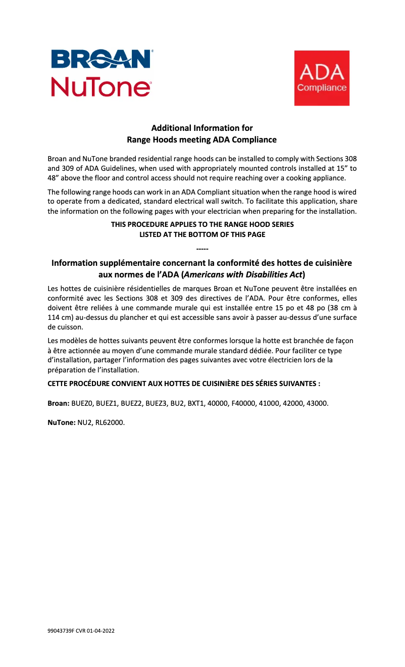 Página 1 del manual Diagrama de cableado Broan F403001