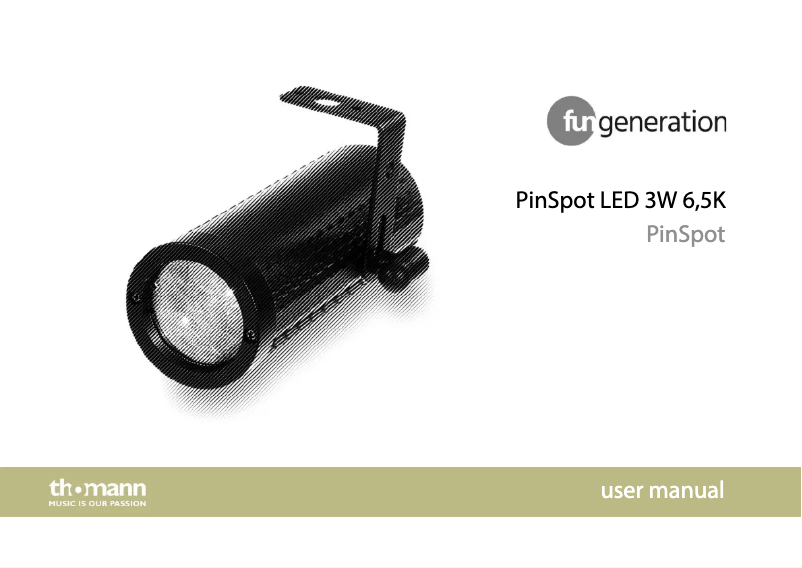 Imagen de la primera página del manual del dispositivo PinSpot LED