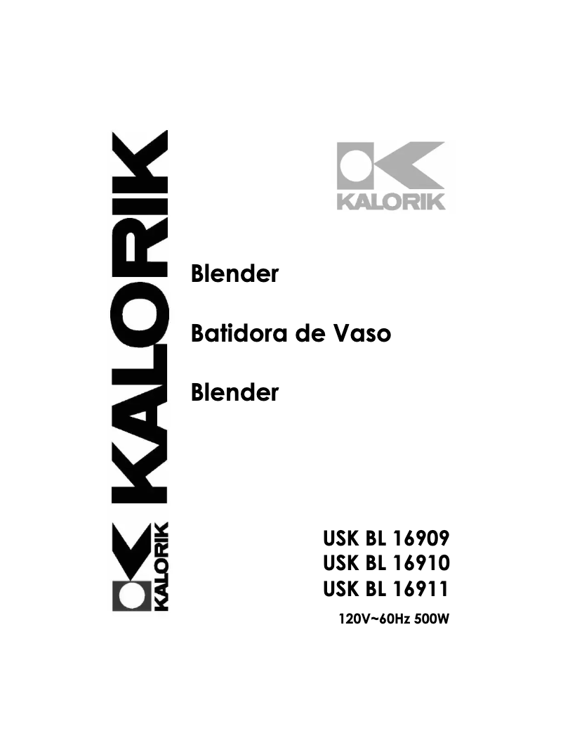 Página 1 del manual Manual de usuario Kalorik USK BL 16909