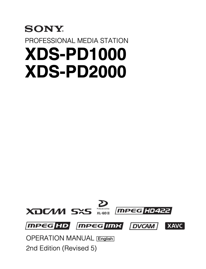 Página nº 1 - Manual de usuario Sony XDS-PD2000