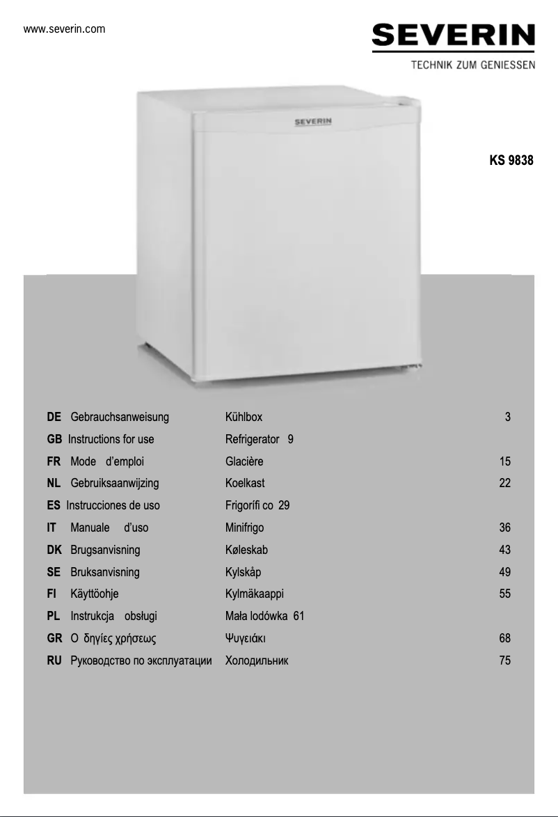 Imagen de la primera página del manual del dispositivo KS 9838