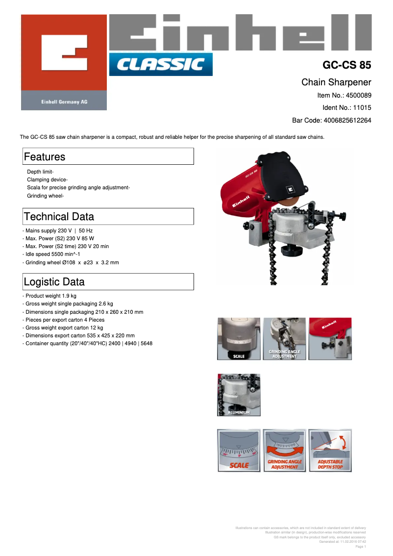 Imagen de la primera página del manual del dispositivo GC-CS 85