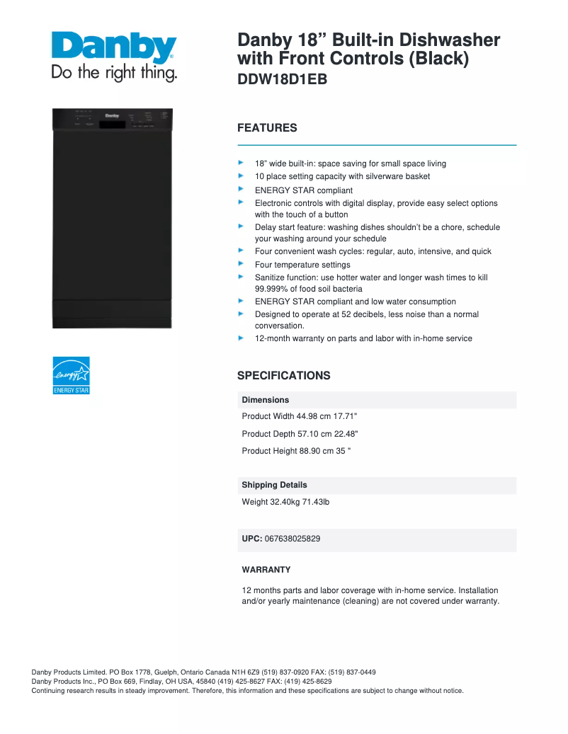 Imagen de la primera página del manual del dispositivo DDW18D1EB