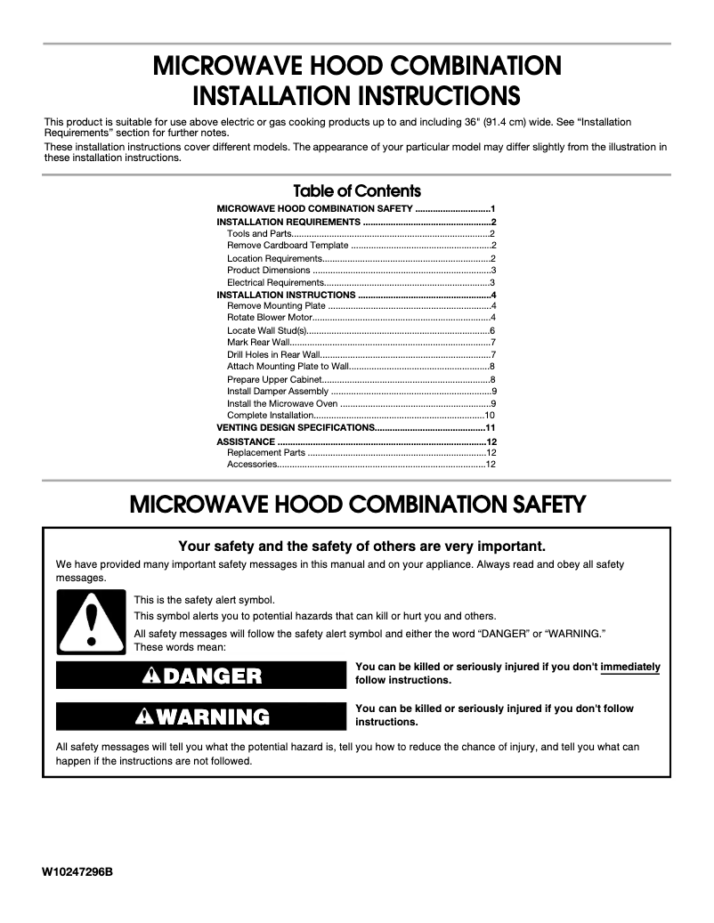 Página 1 del manual Guía de instalación KitchenAid KHMS2040WSS