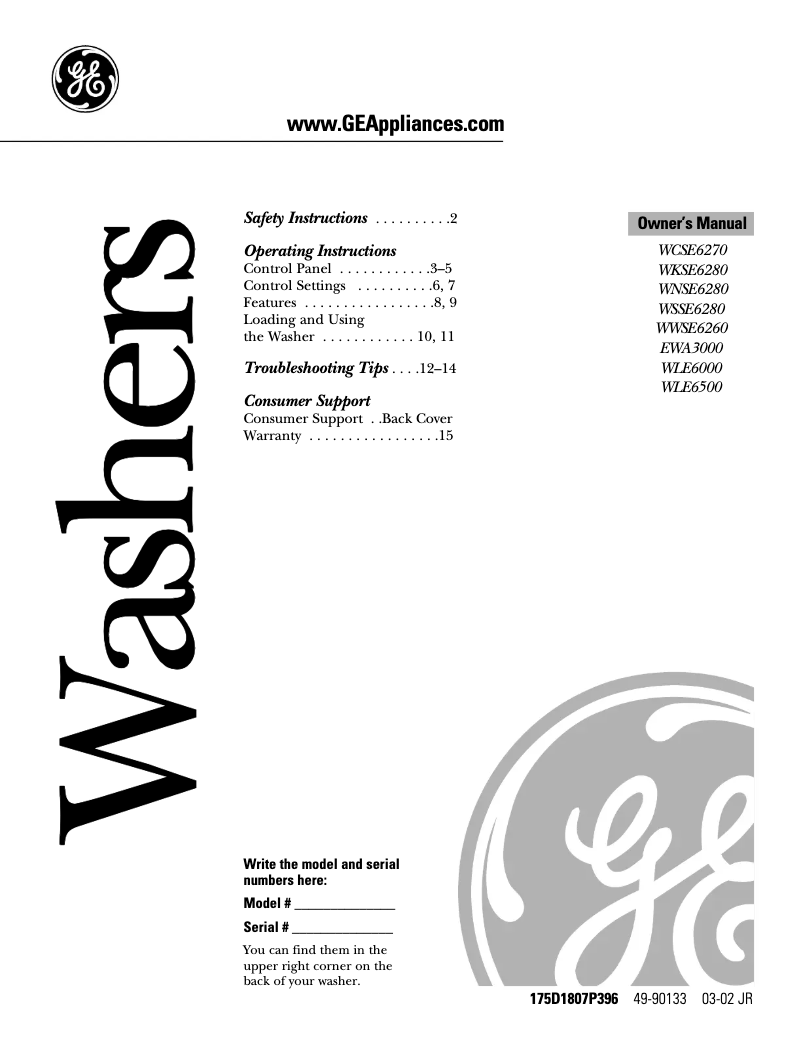 Página 1 del manual Manual de usuario GE WKSE6280BCC