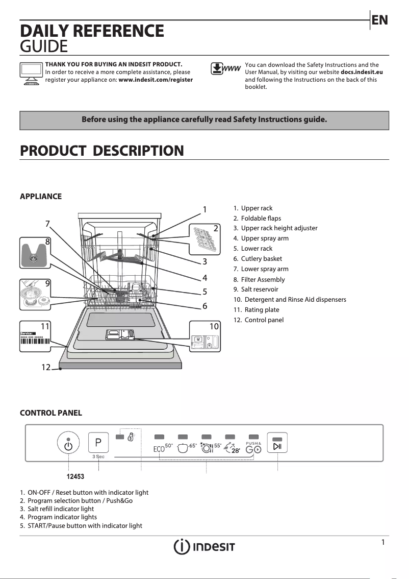 Página 1 del manual Manual de usuario Indesit DIE 2B19 UK