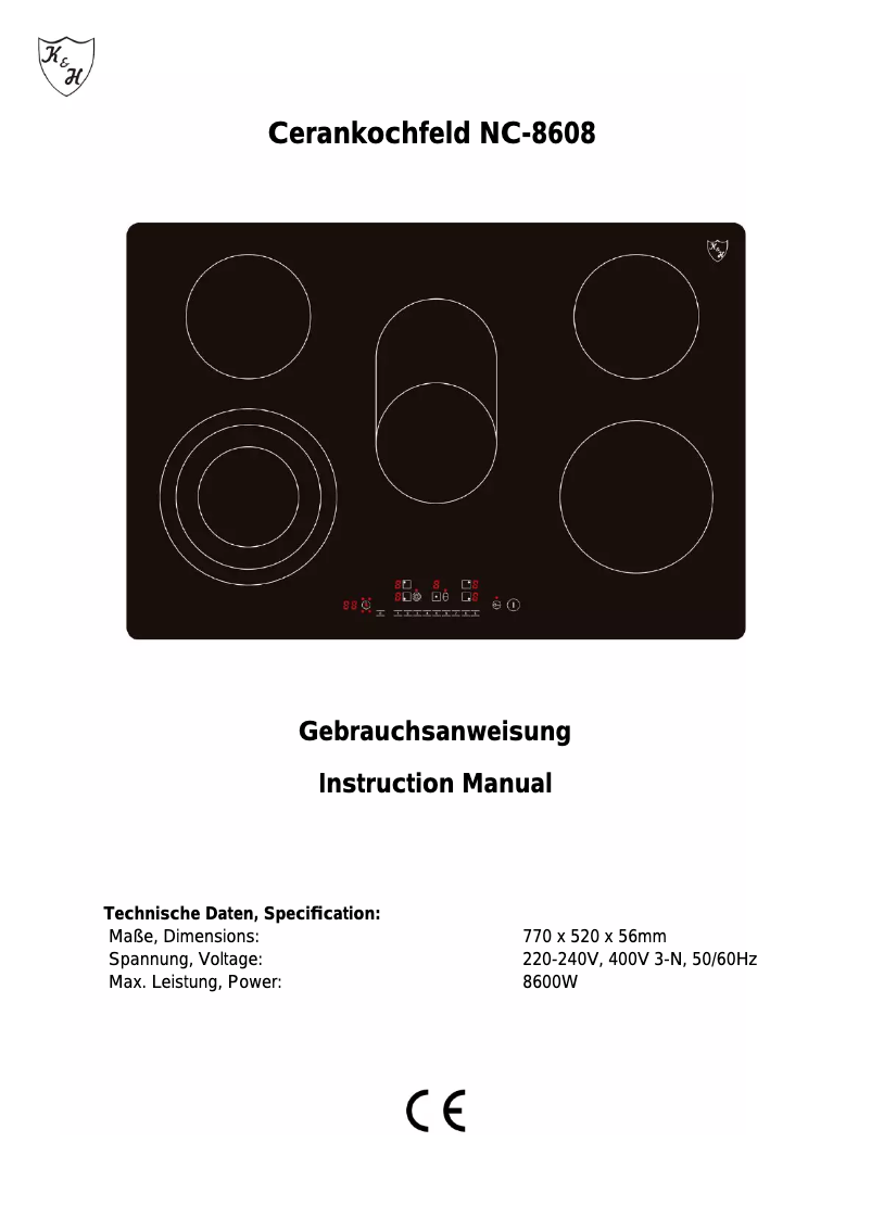 Imagen de la primera página del manual del dispositivo NC-8608