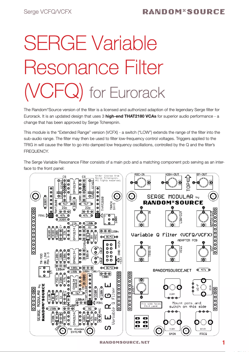 Página 1 del manual Manual de usuario Serge Variable Q VCF