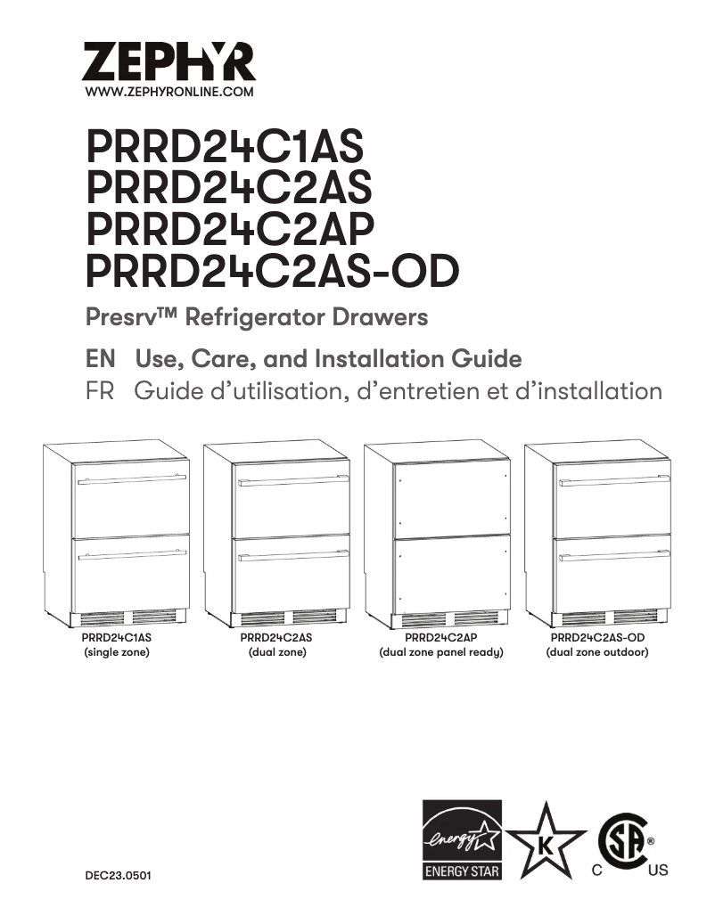 Página 1 del manual Manual de usuario Zephyr Presrv PRRD24C2AS-OD