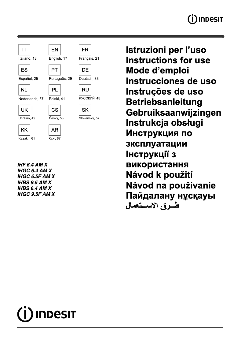 Página 1 del manual Manual de usuario Indesit IHBS 9.5 AM X