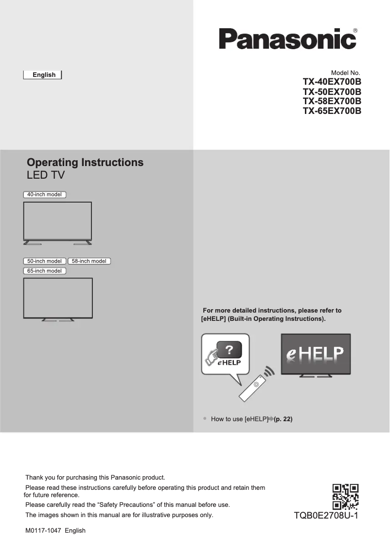 Página 1 del manual Guía de inicio rápido Panasonic TX-50EX700B