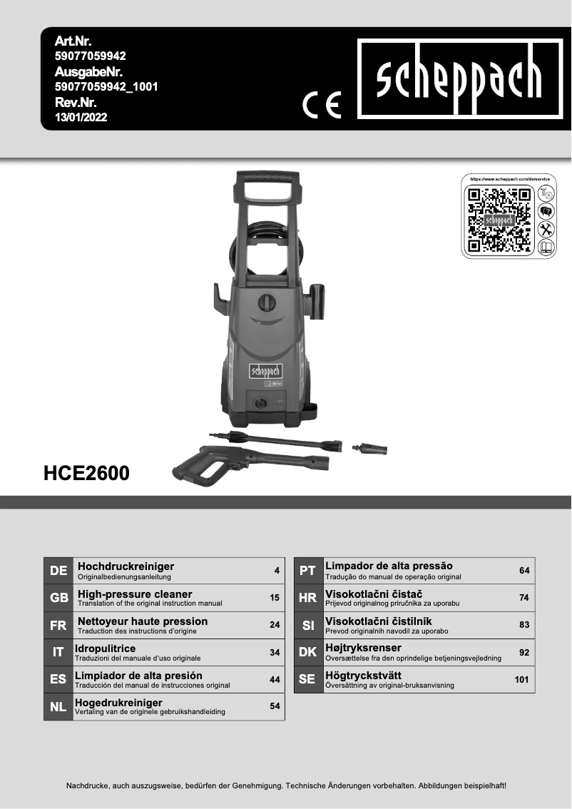 Imagen de la primera página del manual del dispositivo HCE2600