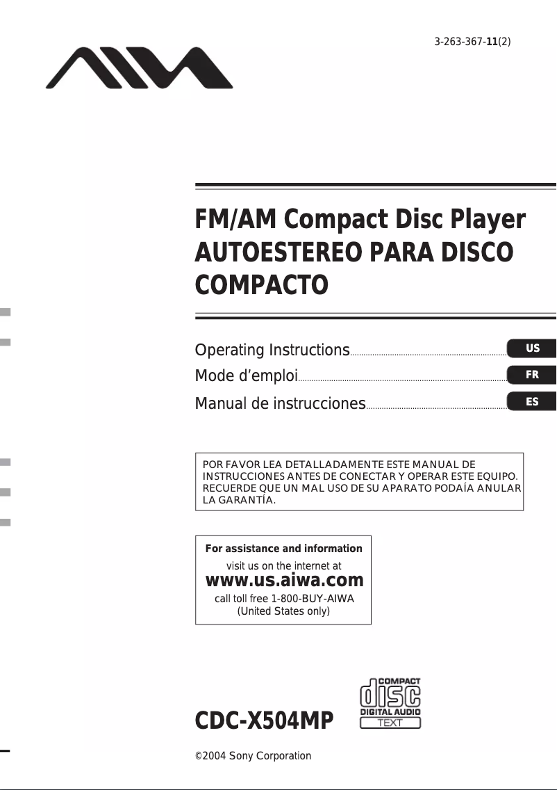 Imagen de la primera página del manual del dispositivo CDC-X504MP