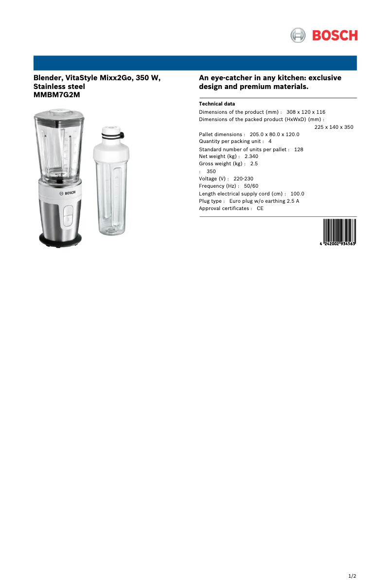 Imagen de la primera página del manual del dispositivo VitaStyle MMBM7G2M