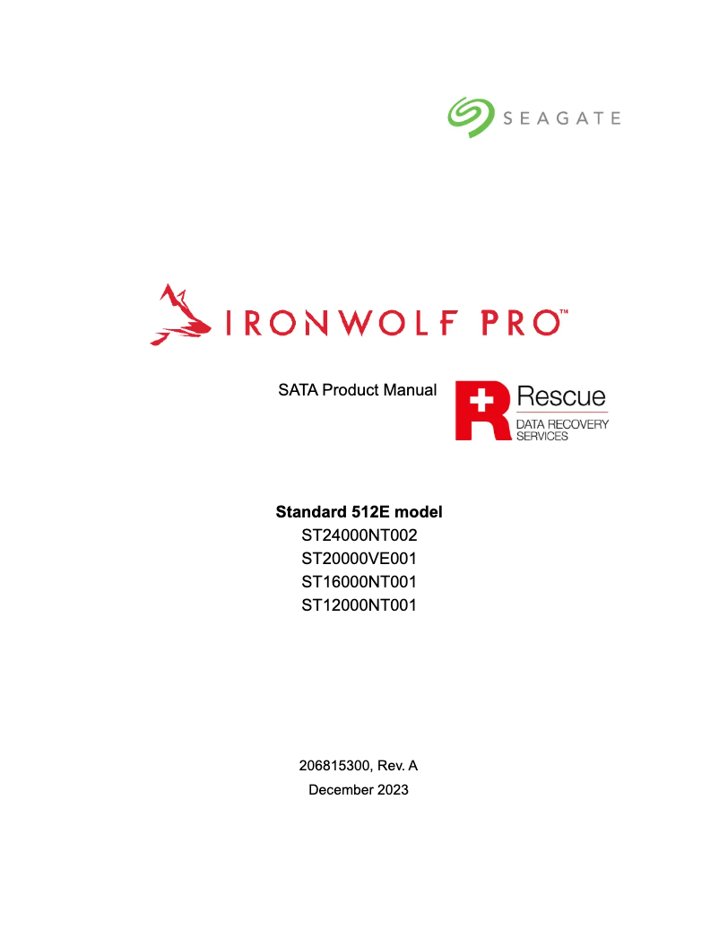 Imagen de la primera página del manual del dispositivo IronWolf Pro