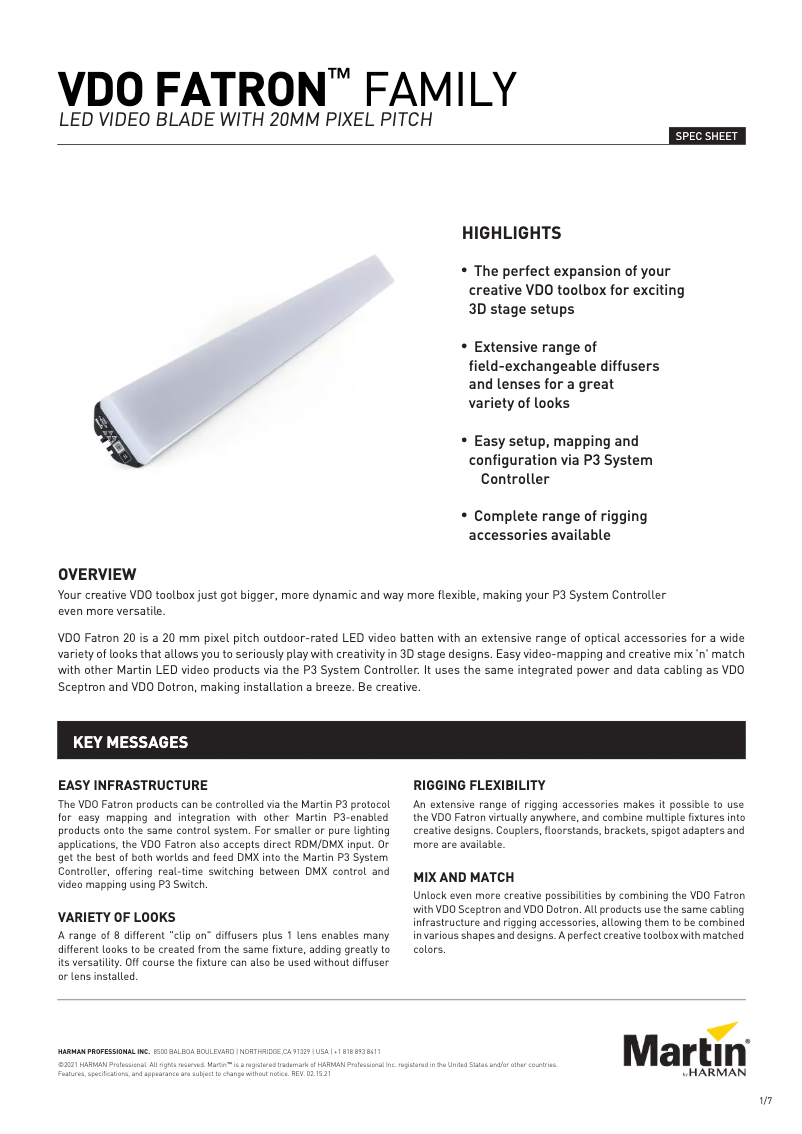 Página 1 del manual Ficha técnica Martin VDO Fatron 20