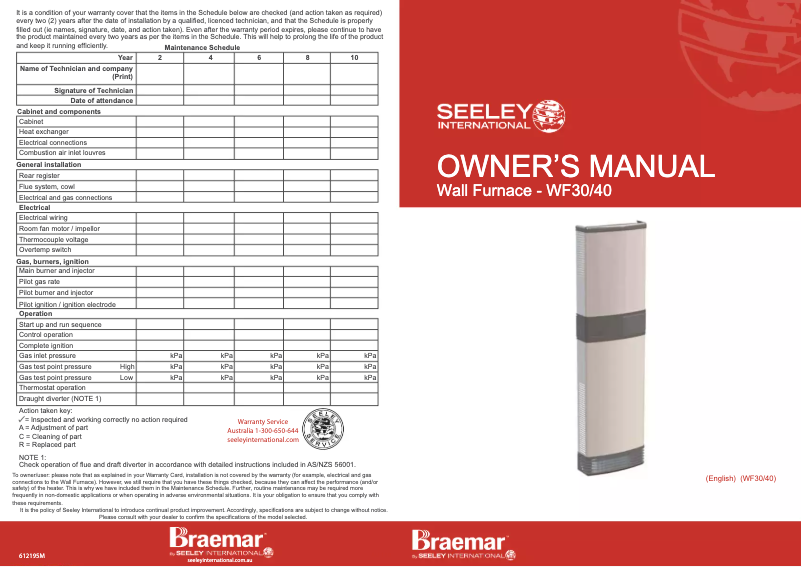 Página nº 1 - Manual de usuario Braemar Ecostar WF2000