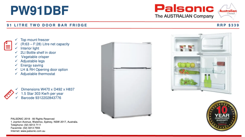 Página nº 1 - Ficha técnica Palsonic PW91DBF